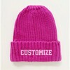 Women's Personalized Chunky Beanie, Pink - Hats - 2 - thumbnail