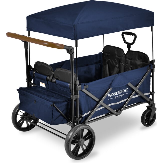 Pull & Push Quad Stroller Wagon 4 Seater, Navy - Travel Systems - 3