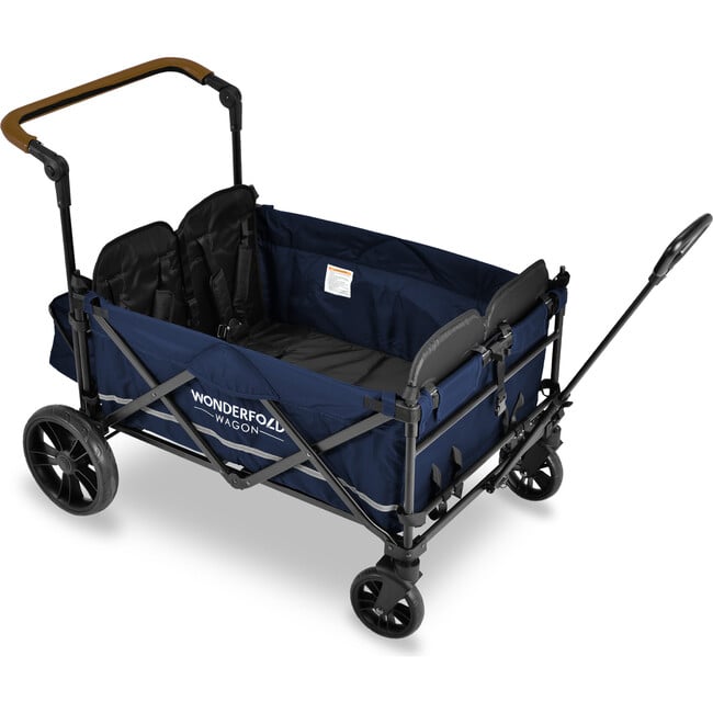 Pull & Push Quad Stroller Wagon 4 Seater, Navy - Travel Systems - 4