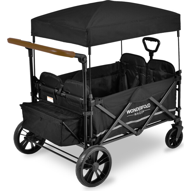 Pull & Push Quad Stroller Wagon 4 Seater, Black - Travel Systems - 3