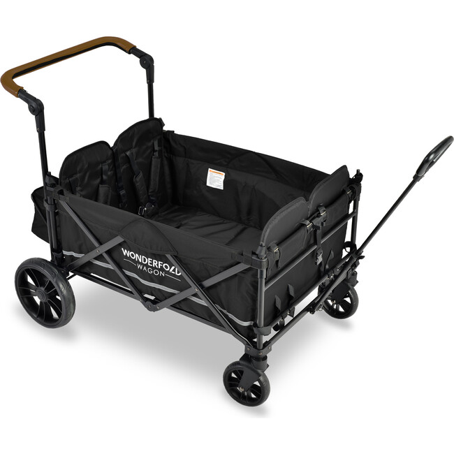 Pull & Push Quad Stroller Wagon 4 Seater, Black - Travel Systems - 4