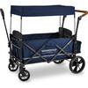 Pull & Push Double Stroller Wagon 2 Seater, Navy - Double Strollers - 1 - thumbnail