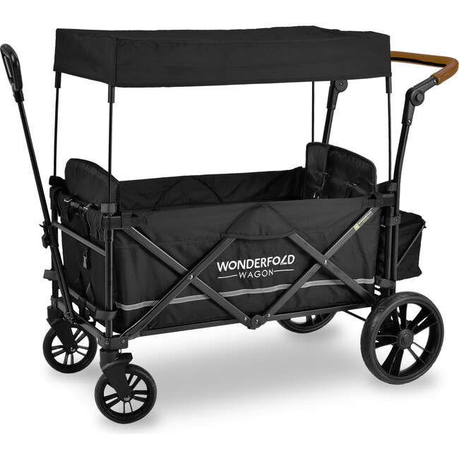 Pull & Push Double Stroller Wagon 2 Seater, Black