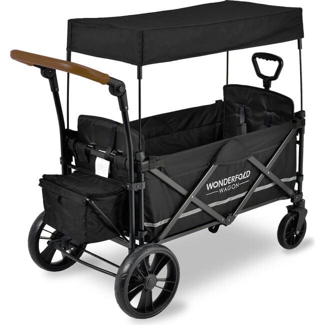 Pull & Push Double Stroller Wagon 2 Seater, Black - Double Strollers - 3