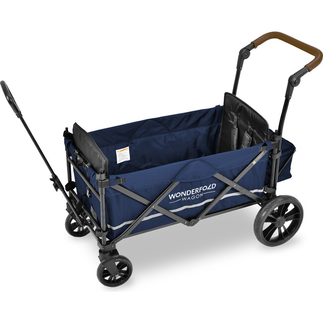 Pull & Push Double Stroller Wagon 2 Seater, Navy - Double Strollers - 4