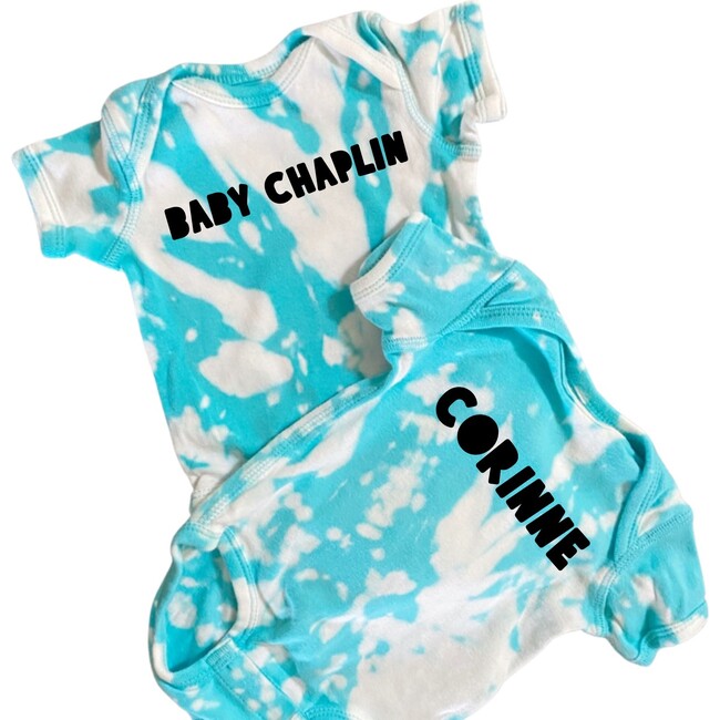 Personalized Tie-Dye Bodysuit, Blue Tie-Dye - Onesies - 4