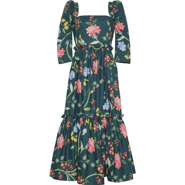 Blue Hill Dress, Ophelia Floral Emerald - Cara Cara Dresses | Maisonette