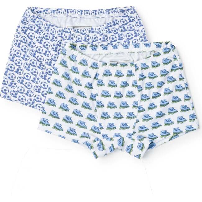 James Pima Cotton Underwear Set, Soccer Shots Blue/Let's Roll Blue