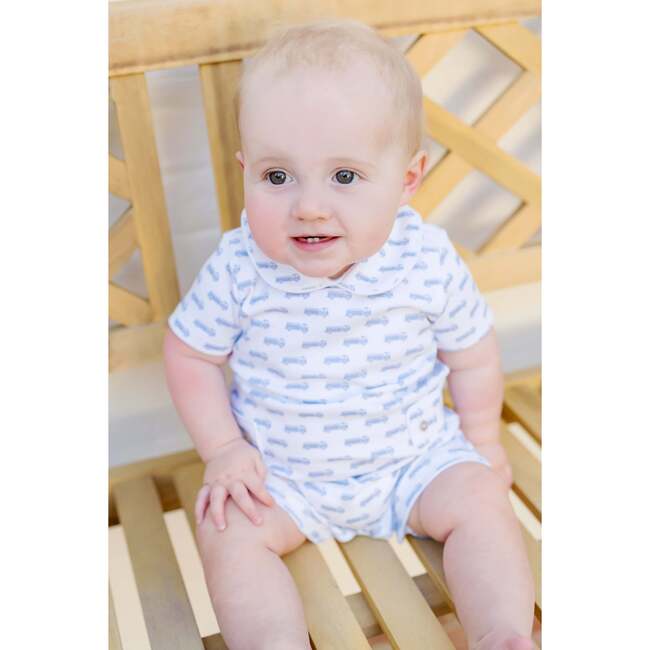 Henry Pima Cotton Shortall, Fire Truck Blue - Rompers - 3