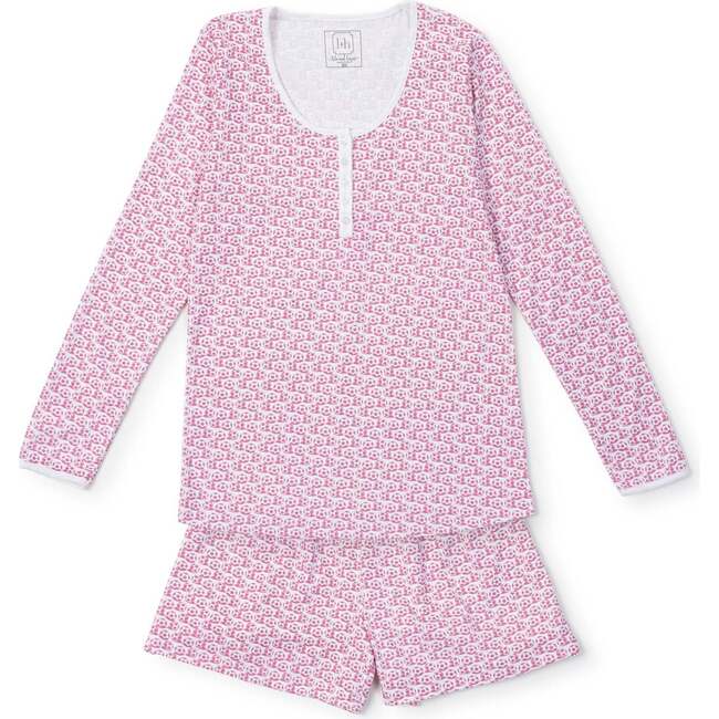 Women's Marty Pima Cotton Pajama Short Set, Soccer Shots Pink - Pajamas - 1