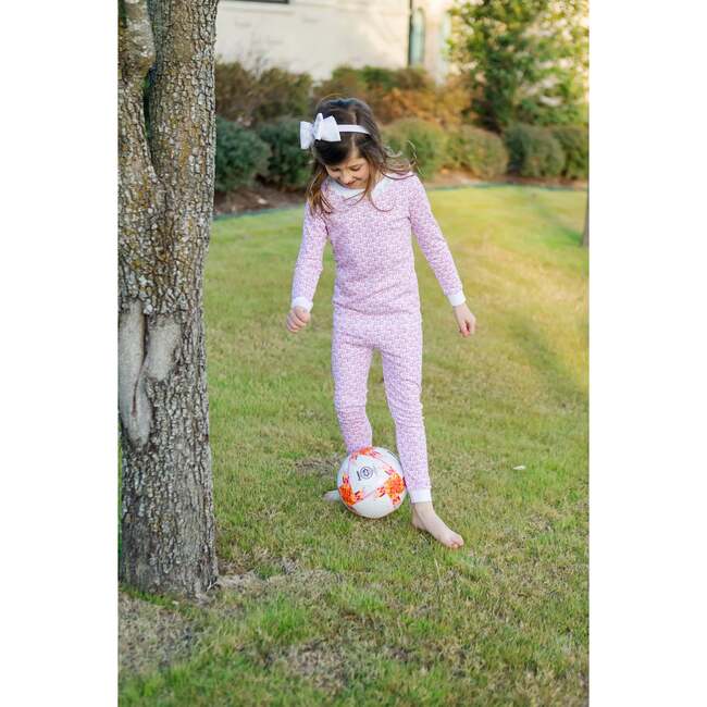 Ava Pima Cotton Pajama Pant Set, Soccer Shots Pink - Pajamas - 3