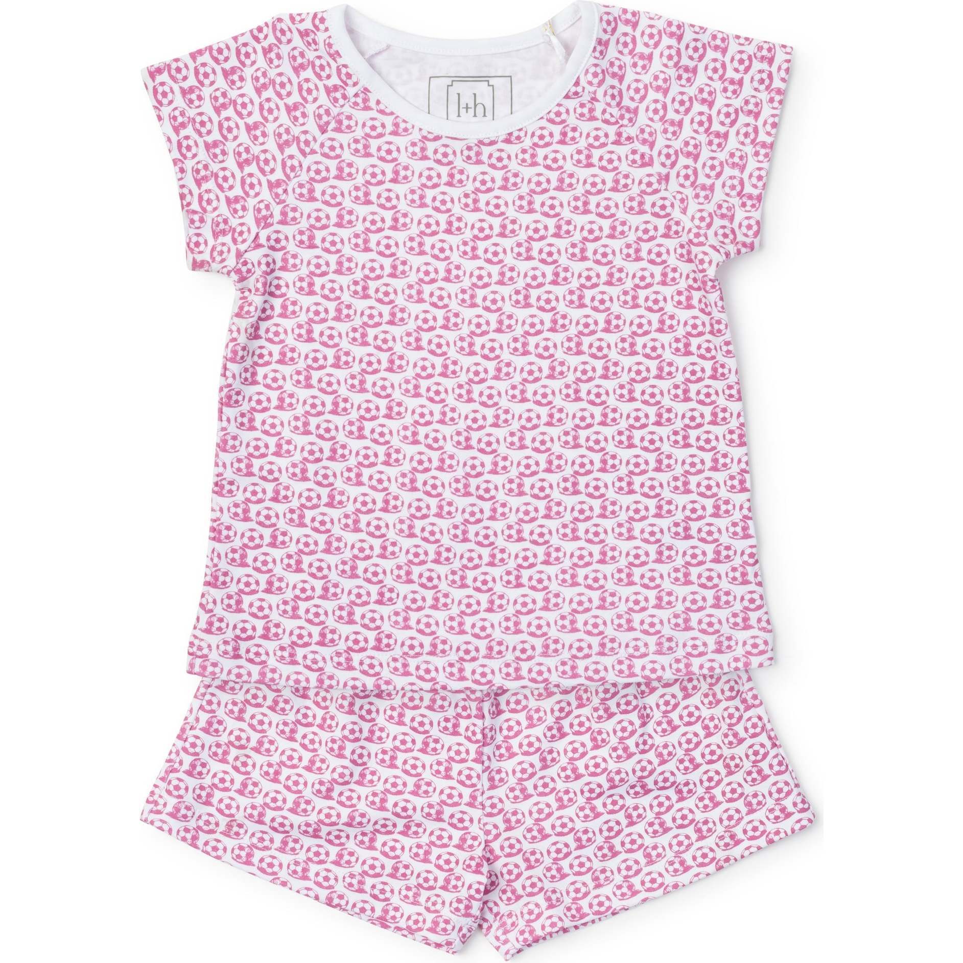 Emery Pima Cotton Short Set, Soccer Shots Pink - Mixed Apparel Set - 1