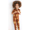 Choco Chip Cookie Short Sleeve Collared Bamboo Footless Romper, Brown - Rompers - 3