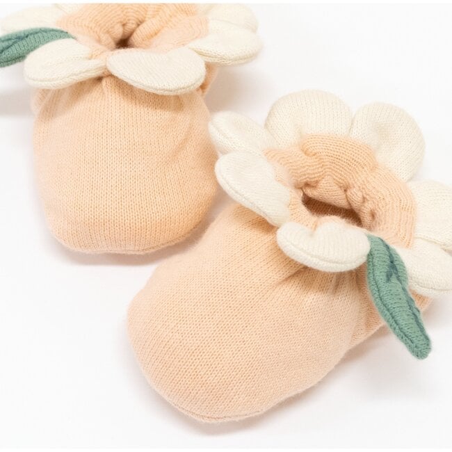 Peach Daisy Baby Booties - Booties - 2