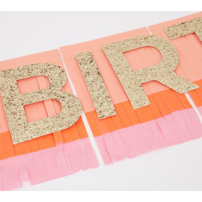 Pink Happy Birthday Fringe Garland - Party Accessories - 2