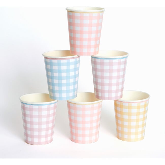 Set of 12 Gingham Cups, Multi - Drinkware - 3