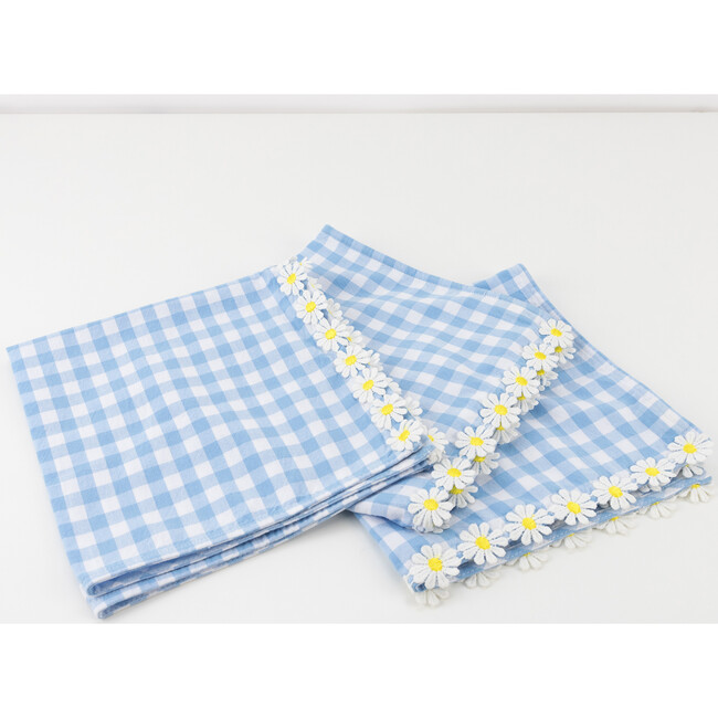 Daisy Gingham Cloth Napkins, Blue - Tabletop - 3