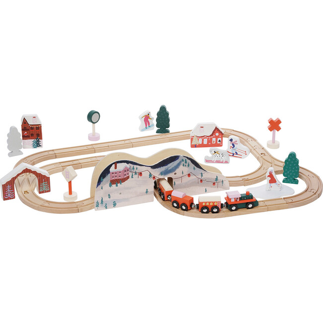 Manhattan Toy Alpine Express 49-Piece Wooden Toy Train Set with Scenic Accessories for Toddlers 3 Years and Up - Play Kits - 1