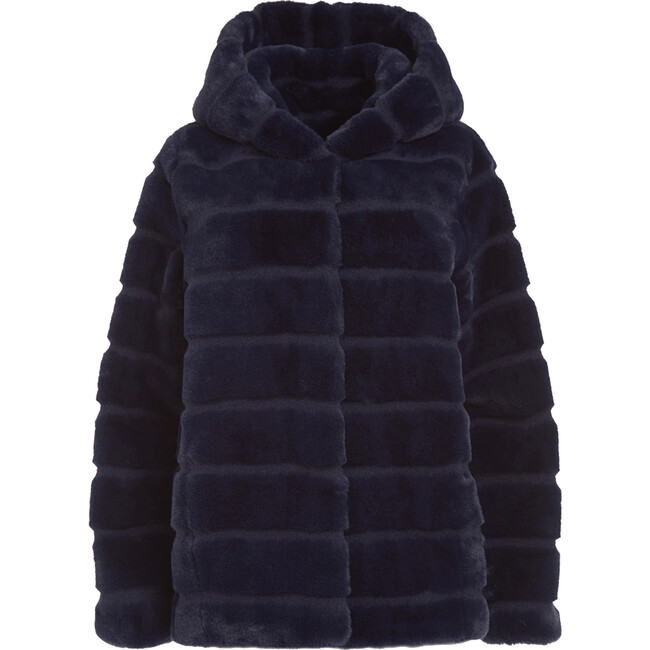 Women's Goldie Navy Blue Faux Fur Coat