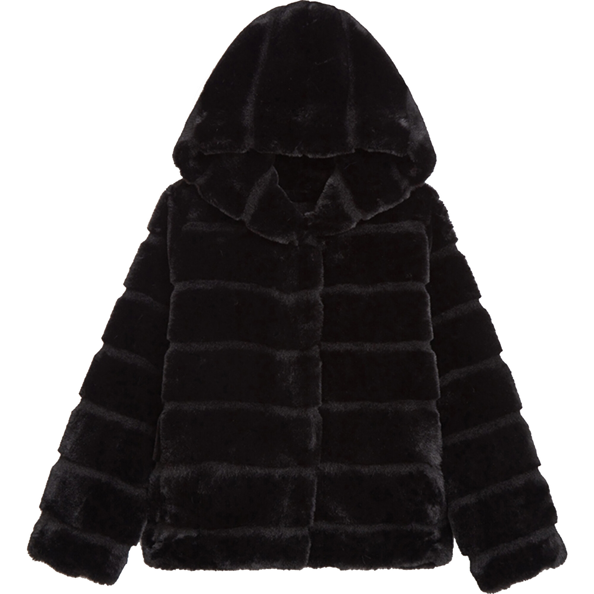 Black Premium Cropped Faux Fur Bubble Coat