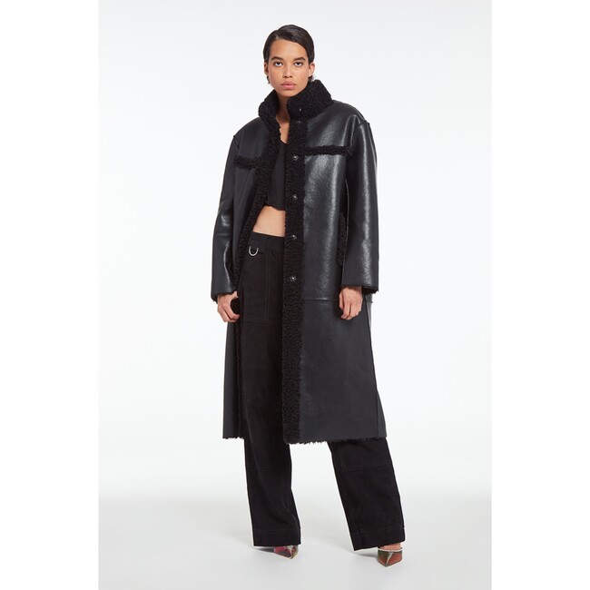 Women's Tilly Noir Vegan Leather Coat - Coats - 2
