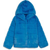 Goldie Kids Azure Blue Faux Fur Coat - Faux Fur Coats - 1 - thumbnail