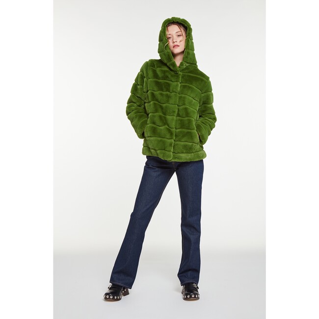 Women's Goldie Moss Green Faux Fur Coat