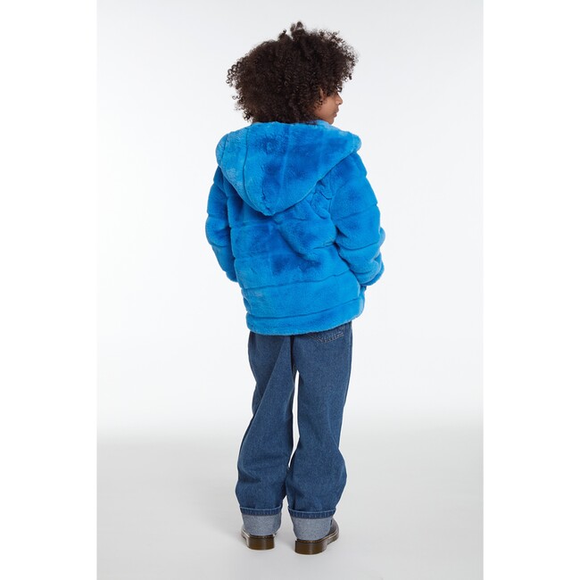 Goldie Kids Azure Blue Faux Fur Coat - Faux Fur Coats - 3