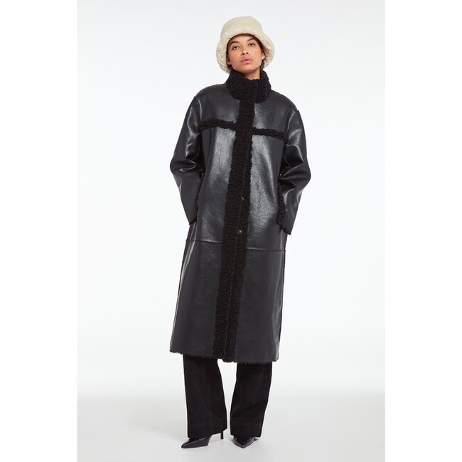 Women's Tilly Noir Vegan Leather Coat - Coats - 4