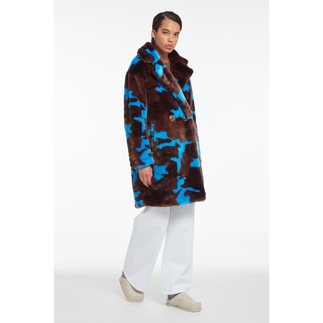 Women's Jahaira Blue/Espresso Camo Coat - Fur & Faux Fur Coats - 3