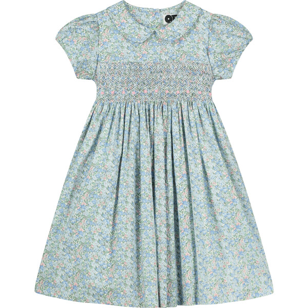 Ria Hand-Smocked Girls Dress, Blue Floral - Question Everything Dresses ...