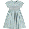 Ria Hand-Smocked Girls Dress, Blue Floral - Dresses - 1 - thumbnail