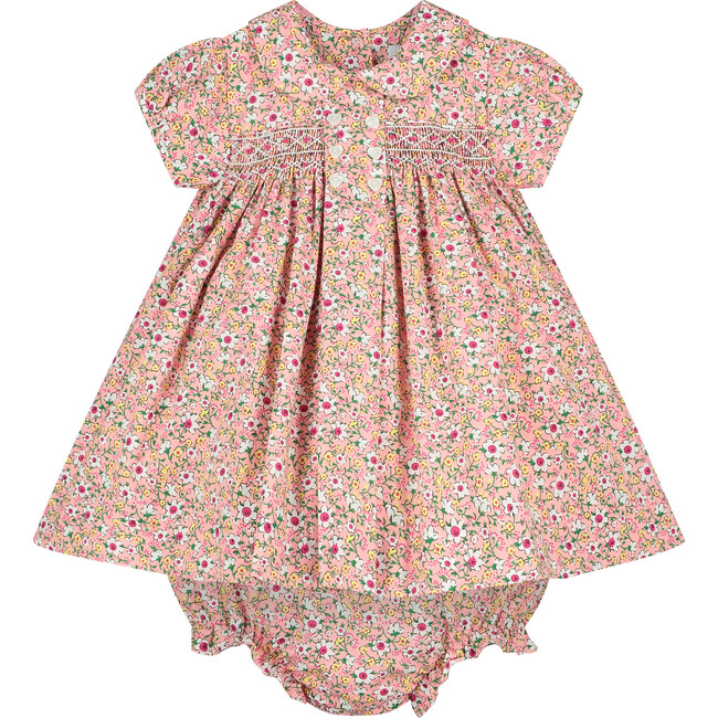 Marina Hand-Smocked Baby Dress, Pink Floral