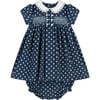 Polly Hand- Smocked Baby Dress, Polka Dot, Navy - Dresses - 1 - thumbnail