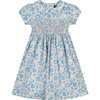 Zuri Hand-Smocked Girls Dress, Blue Floral - Dresses - 1 - thumbnail