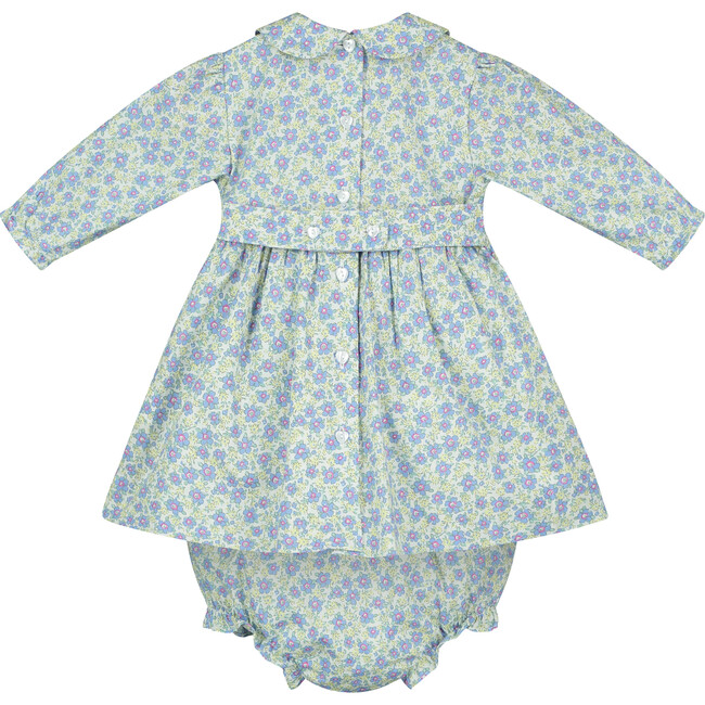Tiffany Hand-Smocked Baby Dress, Floral, Blue - Dresses - 3