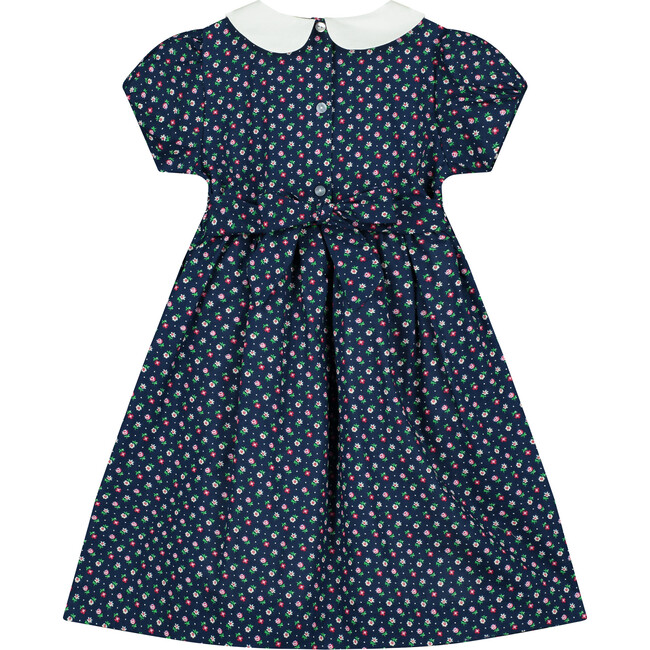 Nicolette Hand-Smocked Girls Dress, Navy Floral - Dresses - 3
