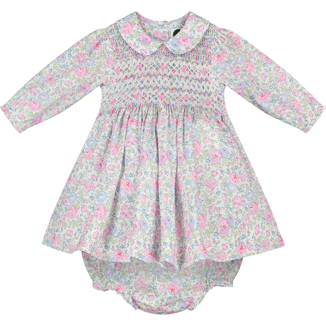 Hilda Hand-Smocked Baby Dress, Pink Floral