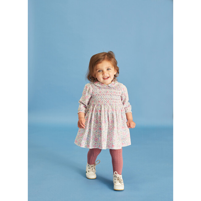 Hilda Hand-Smocked Baby Dress, Pink Floral - Dresses - 2