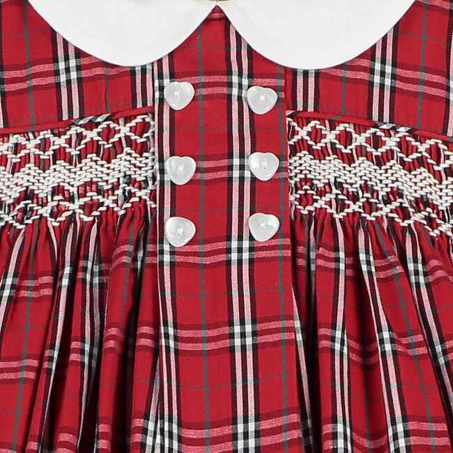 Joan Hand-Smocked Baby Dress, Red Tartan - Dresses - 4