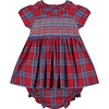 Corabel Hand-Smocked Baby Dress, Tartan, Red - Dresses - 1 - thumbnail