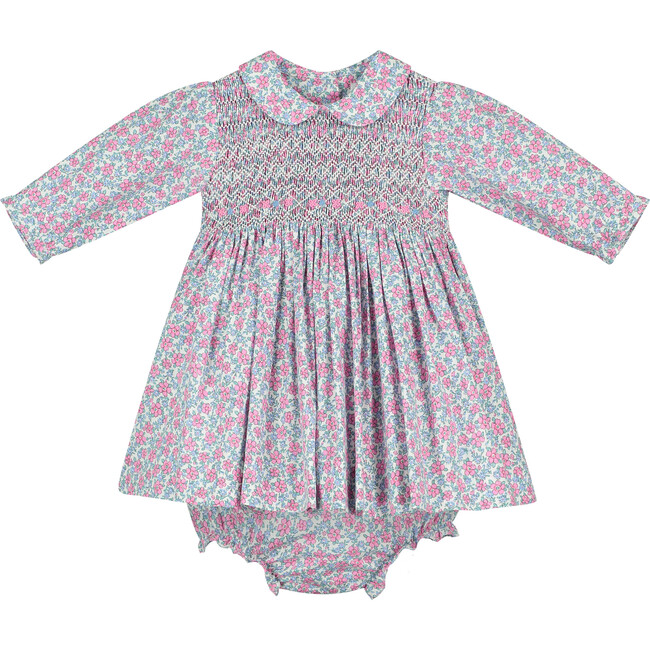 Calista Hand-Smocked Baby Dress, Pink Floral