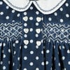 Polly Hand- Smocked Baby Dress, Polka Dot, Navy - Dresses - 4