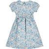 Zuri Hand-Smocked Girls Dress, Blue Floral - Dresses - 3