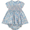 Lilah Hand-Smocked Baby Dress, Blue Floral - Dresses - 1 - thumbnail