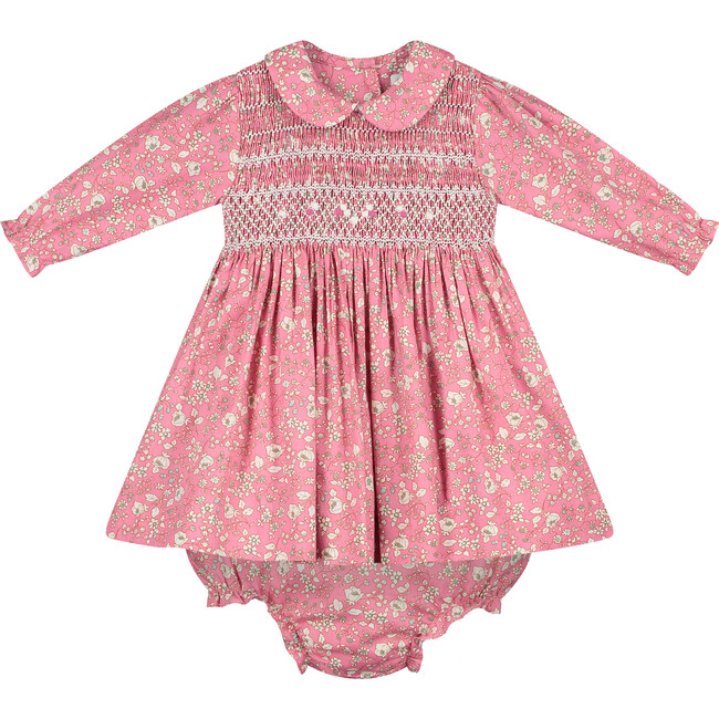 Aurelie Hand-Smocked Baby Dress, Pink Floral - Dresses - 1