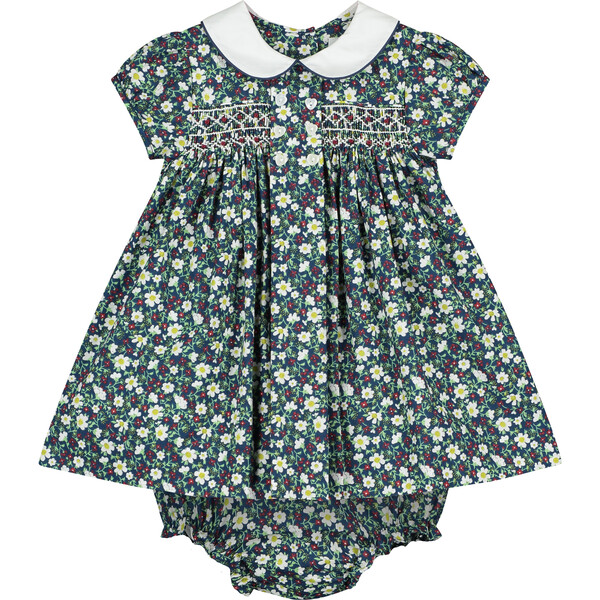 Leah Hand-Smocked Baby Dress, Navy Floral - Question Everything Dresses ...