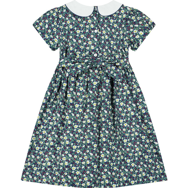 Cissy Hand-Smocked Girls Dress, Navy Floral - Dresses - 3