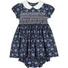 Anouk Hand-Smocked Baby Dress, Navy Floral - Dresses - 1 - thumbnail