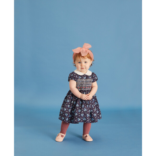 Anouk Hand-Smocked Baby Dress, Navy Floral